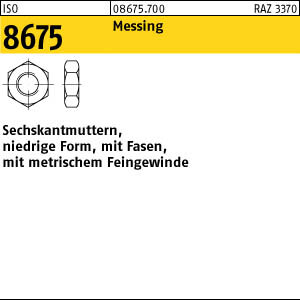 100 Sechskantmutter mit Fasen ISO 8675 Messing M12x1,5 Ms