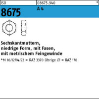 50 Sechskantmutter mit Fasen ISO 8675 A4 M12x1,5 V4A Edelstahl