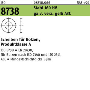 50 Scheiben ISO 8738 gelb verzinkt 50