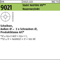 250 Unterlegscheiben DIN 9021 feuerverzinkt 140HV 10,5 mm...