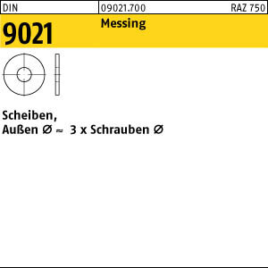 100 Unterlegscheiben DIN 9021 Messing 3,2 mm Ã˜ M3