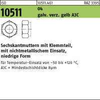 50 Sechskantmuttern ISO 10511 04 M20 verzinkt gelb chrom....