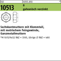 100 Sechskantmuttern ISO 10513 8 M12x1,5 verzinkt Stahl