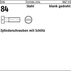 100 Schlitz Zylinderschrauben DIN 84 Stahl M1x8