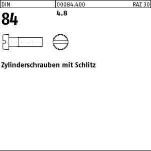 2000 Schlitz Zylinderschrauben DIN 84 4.8 M3x12