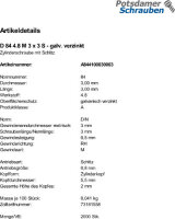 2000 Schlitz Zylinderschrauben DIN 84 4.8 verzinkt M3x3