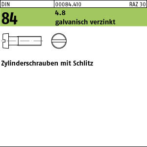 500 Schlitz Zylinderschrauben DIN 84 4.8 verzinkt M5x40
