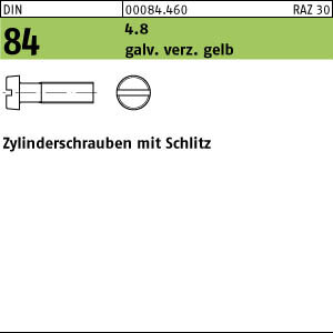 2000 Schlitz Zylinderschrauben DIN 84 4.8 gelb chromatiert M5x8