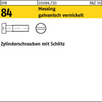 200 Schlitz Zylinderschrauben DIN 84 Messing vernickelt...