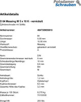 200 Schlitz Zylinderschrauben DIN 84 Messing vernickelt...