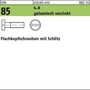 2000 Flachkopfschrauben DIN 85 4.8 verzinkt M4x8