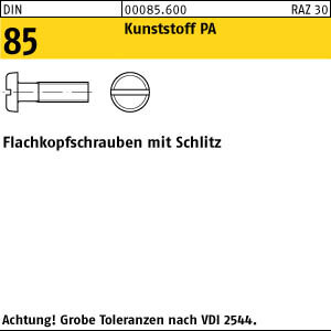 200 Flachkopfschrauben DIN 85 Polyamid M3x8