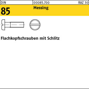 200 Flachkopfschrauben DIN 85 Messing M6x20