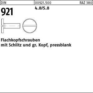 100 Flachkopfschrauben DIN 921 4.8 / 5.8 M6x20 Stahl