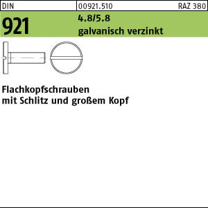 100 Flachkopfschrauben DIN 921 4.8 / 5.8 M3x8 verzinkt Stahl