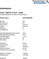 100 Flachkopfschrauben DIN 921 1.4305 M6x20 rostfrei A1...