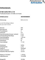 100 Flachkopfschrauben DIN 923 4.8 / 5.8 M8x5 Stahl