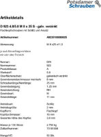 50 Flachkopfschrauben DIN 923 4.8 / 5.8 M8x25 verzinkt Stahl