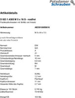 100 Flachkopfschrauben DIN 923 1.4305 M5x16 rostfrei A1...