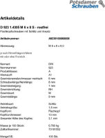100 Flachkopfschrauben DIN 923 1.4305 M6x8 rostfrei A1...