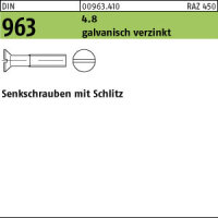 200 Schlitz Senkschrauben DIN 963 4.8 verzinkt M6x70