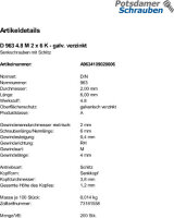 200 Schlitz Senkschrauben DIN 963 4.8 verzinkt M2x6