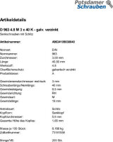 200 Schlitz Senkschrauben DIN 963 4.8 verzinkt M3x40