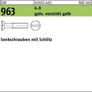 1000 Schlitz Senkschrauben DIN 963 4.8 gelb verzinkt M5x12