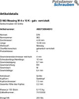 200 Schlitz Senkschrauben DIN 963 Messing vernickelt M4x10