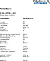 200 Edelstahl V4A Schlitz Senkschrauben DIN 963 A4 M2,5x20