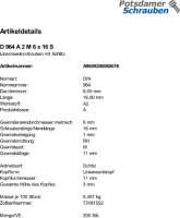 200 Edelstahl V2A Schlitz Linsensenkschrauben DIN 964 A2...