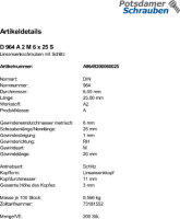200 Edelstahl V2A Schlitz Linsensenkschrauben DIN 964 A2...