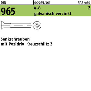 1000 Kreuzschlitz Senkschrauben DIN 965 4.8 verzinkt -Z M4x40