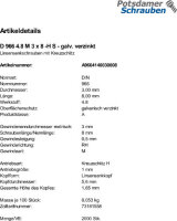 2000 Linsensenkschrauben DIN 966 4.8 -H verzinkt M3x8