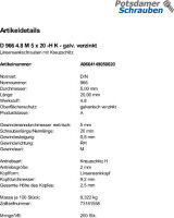 200 Linsensenkschrauben DIN 966 4.8 -H verzinkt M5x20