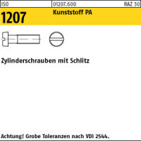 100 Kunststoff Schlitz Zylinderschrauben ISO 1207...
