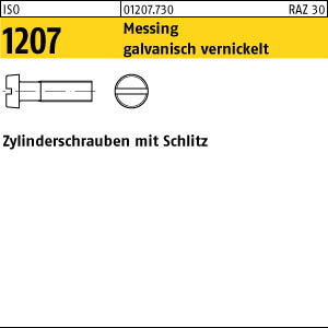 200 Schlitz Zylinderschrauben ISO 1207 Messing vernickelt M2,5x6
