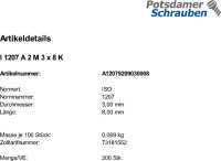 200 Edelstahl V2A Schlitz Zylinderschrauben ISO 1207 A2 M3x8