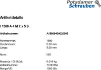1000 Flachkopfschrauben ISO 1580 A4 M2x5 V4A Edelstahl