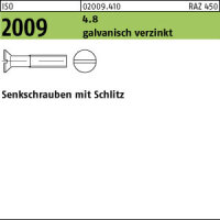 200 Schlitz Senkschrauben ISO 2009 4.8 verzinkt M3x45