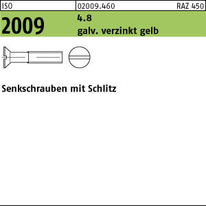 2000 Schlitz Senkschrauben ISO 2009 4.8 gelb verzinkt M4x10