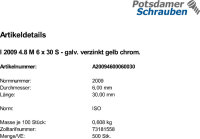 500 Schlitz Senkschrauben ISO 2009 4.8 gelb verzinkt M6x30