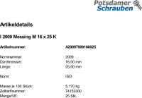 25 Schlitz Senkschrauben ISO 2009 Messing M16x25