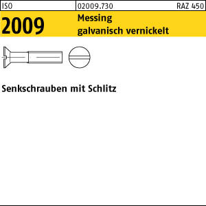 200 Schlitz Senkschrauben ISO 2009 Messing vernickelt M5x16