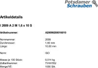 1000 Edelstahl V2A Schlitz Senkschrauben ISO 2009 A2 M1,6x10