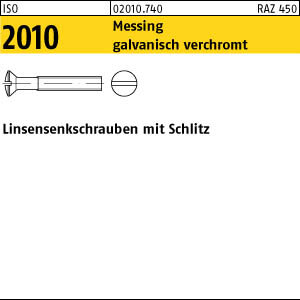 200 Linsensenkschrauben ISO 2010 Messing verchromt M4x20