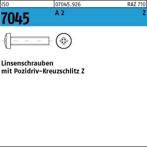 1000 Edelstahl V2A Krz. Linsenkopfschrauben ISO 7045 A2 -Z M2,5x30