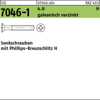 200 Krz. Senkkopfschrauben ISO 7046 -1 4.8 -H verzinkt M6x18