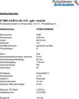 100 Kreuzschlitz Linsenschrauben DIN 7985 4.8 verzinkt -H M8x80