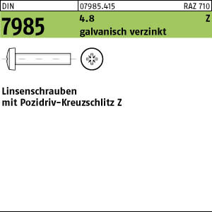 1000 Kreuzschlitz Linsenschrauben DIN 7985 4.8 verzinkt -Z M4x30